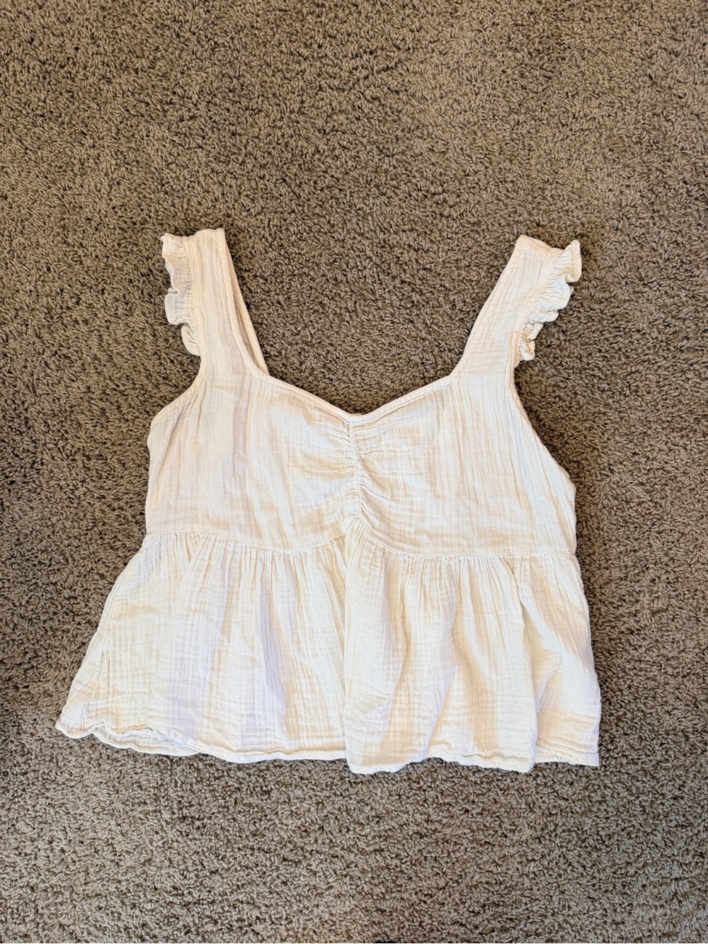 Cost Plus World Market White Ruffled Strap Peplum Camisole